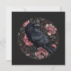 Raven gotische vintage bloemen kaart