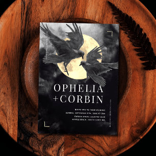 Raven & Gouden Maan Gotische Bruiloft Kaart