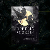 Raven & Gouden Maan Gotische Bruiloft Kaart