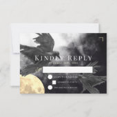 Raven & Gouden Maan Gotische Bruiloft RSVP Kaartje (Voorkant)