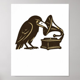Raven Gramophone Vintage Muziekkunst Poster