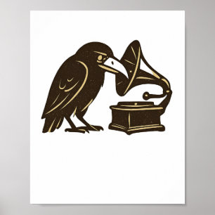 Raven Gramophone Vintage Muziekkunst Poster