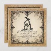 Raven Gravestone Halloween Party Kaart (Voorkant / Achterkant)