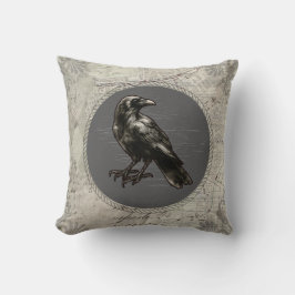 Raven Grijs Vintage Donkere Academics Goth Kussen