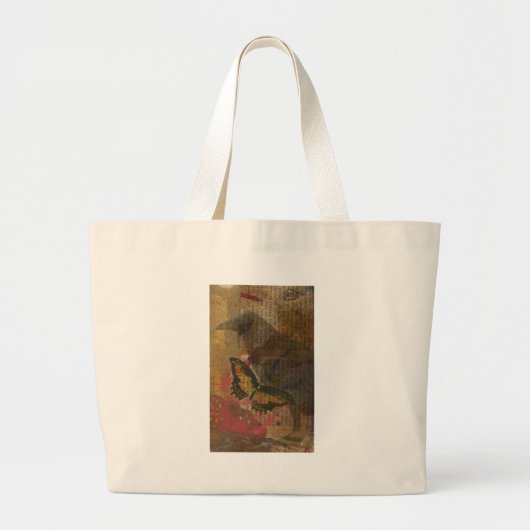 Raven Grunge Collage Grote Tote Bag (Voorkant)