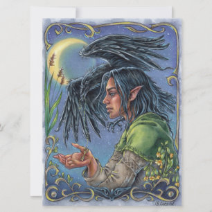 Raven Guide Art Kaart Sprookje Fantasy Moon