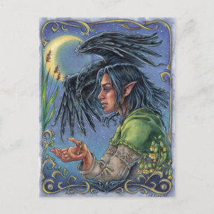 Raven Guide Briefkaart Fantasy Sprookjesmaan