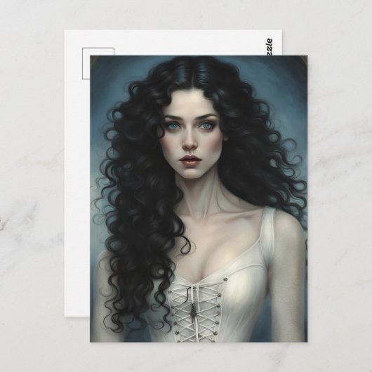 Raven haired schoonheid briefkaart (Voorkant / Achterkant)