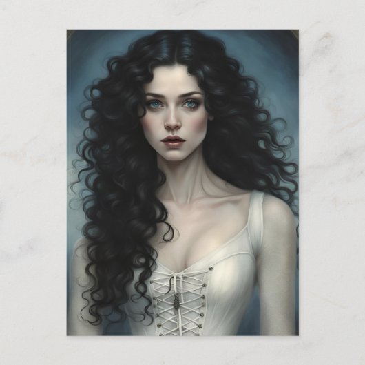 Raven haired schoonheid briefkaart (Voorkant)