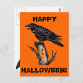 Raven Halloween Briefkaart, datum kan worden gewij Briefkaart (Voorkant / Achterkant)