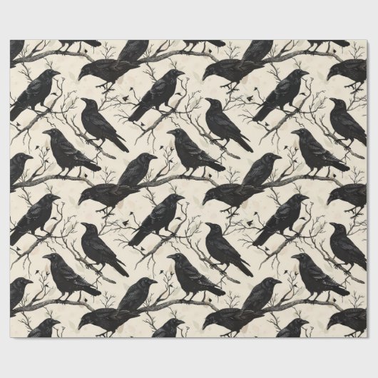 Raven Halloween Crow Herfst Cadeaupapier (Vlak)