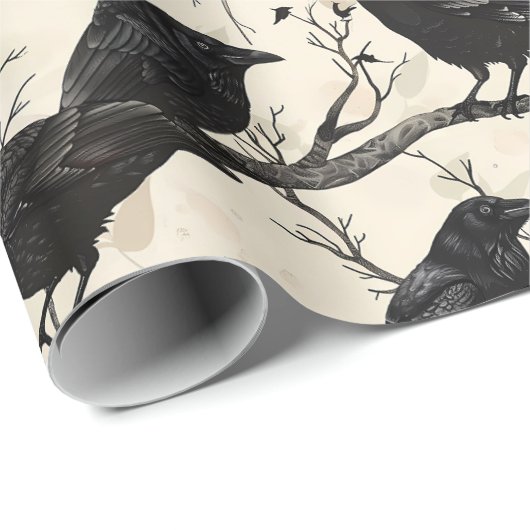 Raven Halloween Crow Herfst Cadeaupapier (Rol Hoek)