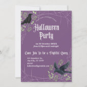 Raven Halloween Feest Uitnodiging in Paars (Voorkant)