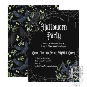 Raven Halloween-feestuitnodiging in het zwart Kaart