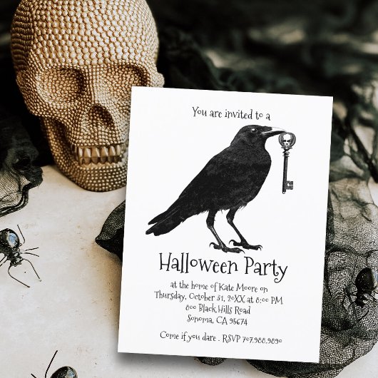 Raven Halloween Party Uitnodiging Briefkaart