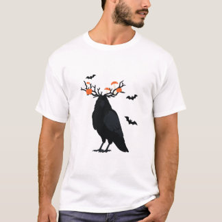 Raven Halloween Pompoen Geweien T-shirt