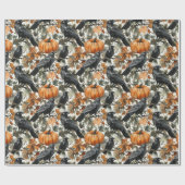 Raven Halloween Pumpkins Waterverf Herfst Cadeaupapier (Vlak)