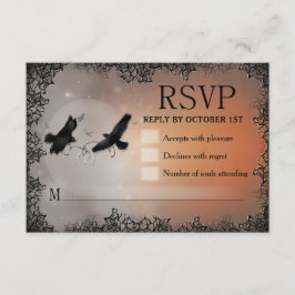 Raven Halloween RSVP 3.5x5 bijpassende antwoordkaa Kaartje