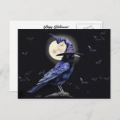 Raven Halloween volkskunst stijl Feestdagenkaart (Voorkant / Achterkant)