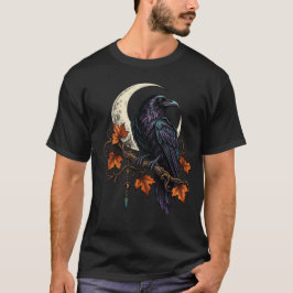 Raven Halve Maan Halloween T-Shirt