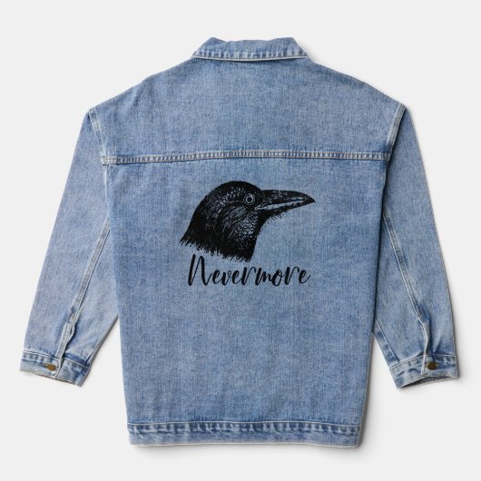 Raven Hoofd met NOOITMEER Denim Jacket (Achterkant)