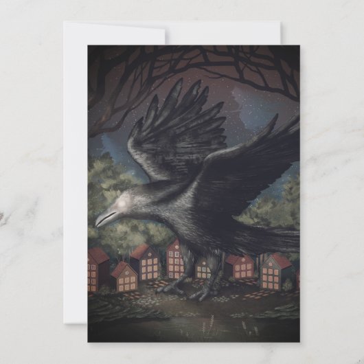 Raven Houses Moonlight Halloween Night Kaart (Achterkant)