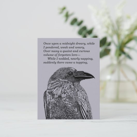 Raven Illustratie en gedicht samenvoegen Briefkaart (Staand voorkant)