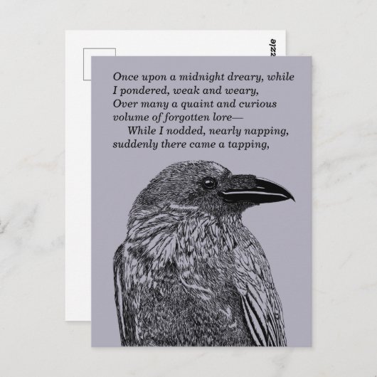 Raven Illustratie en gedicht samenvoegen Briefkaart (Voorkant / Achterkant)
