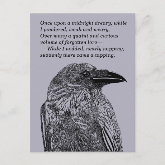 Raven Illustratie en gedicht samenvoegen Briefkaart (Voorkant)
