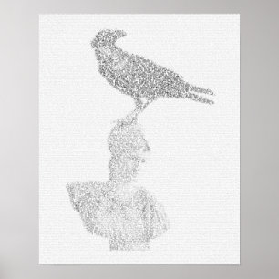 Raven illustratie gemaakt van de tekst van het ged poster