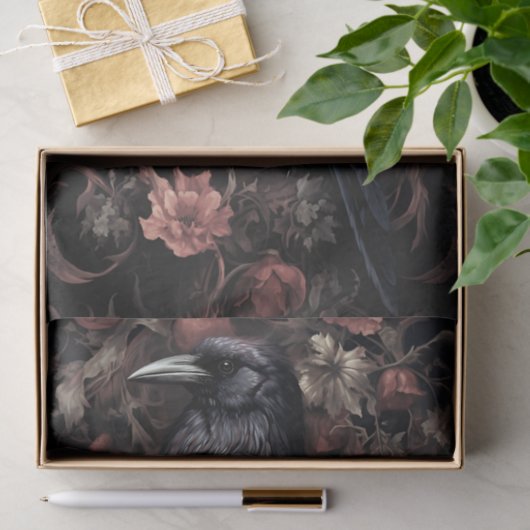 Raven in Bloemen 1 Decoupage Papier (Geschenk)
