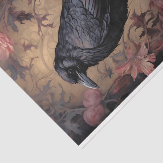 Raven in Bloemen 3 Decoupage Papier (Detail)