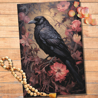 Raven in Bloemen 3 Decoupage Papier