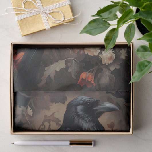 Raven in Bloemen 4 Decoupage Papier (Geschenk)