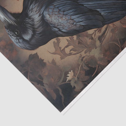 Raven in Bloemen 4 Decoupage Papier (Detail)