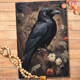 Raven in Bloemen 4 Decoupage Papier