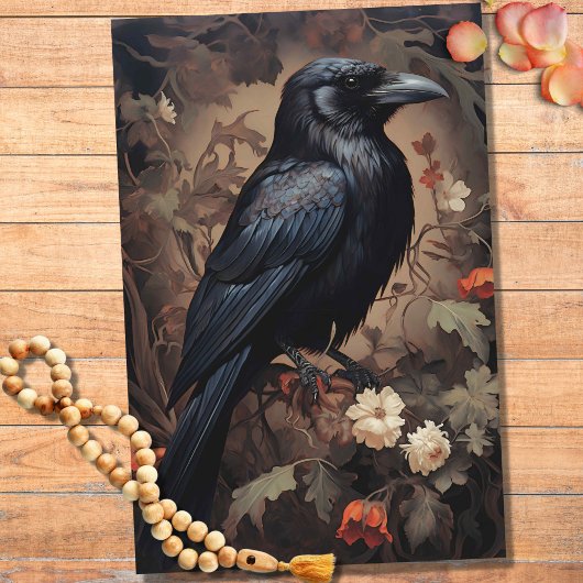 Raven in Bloemen 4 Decoupage Papier
