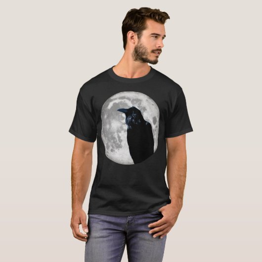 Raven in de maan t-shirt (Voorkant volledig)