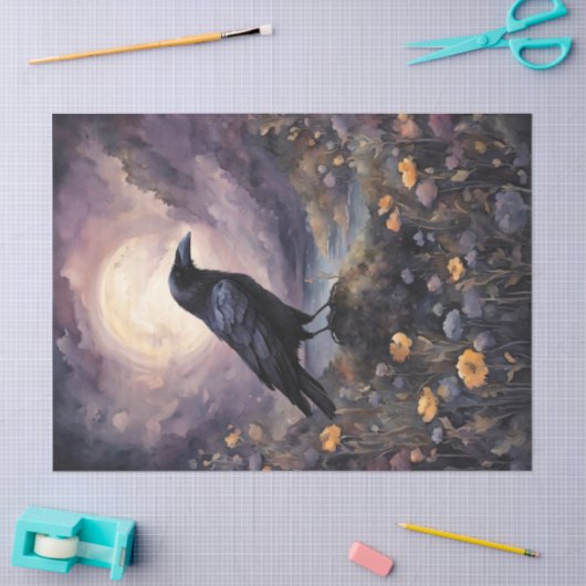 Raven in de Moonlight Waterverf Decoupage Tissuepapier (Craft)
