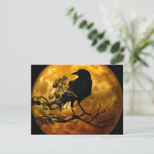 Raven in de nacht briefkaart (Staand voorkant)