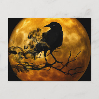Raven in de nacht briefkaart