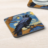 Raven in de oude eik in de sterrennacht bier onderzetter (Linkerzijde)