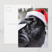 Raven in een kerstmuts briefkaart (Voorkant / Achterkant)