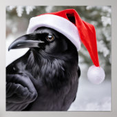 Raven in een kerstmuts poster (Voorkant)