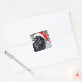 Raven in een kerstmuts vierkante sticker (Envelop)