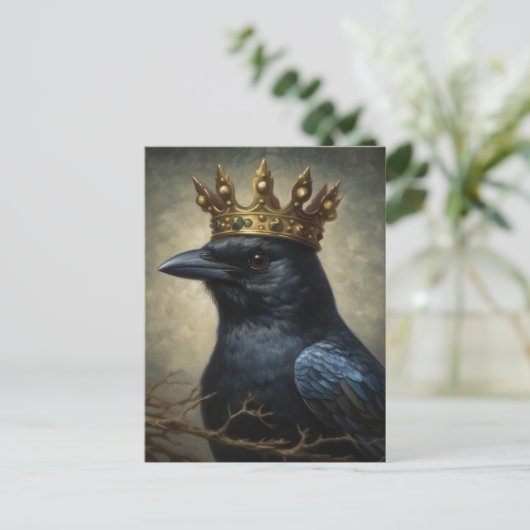 Raven in een kroon briefkaart (Staand voorkant)