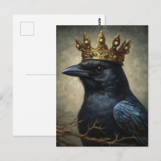 Raven in een kroon briefkaart (Voorkant / Achterkant)
