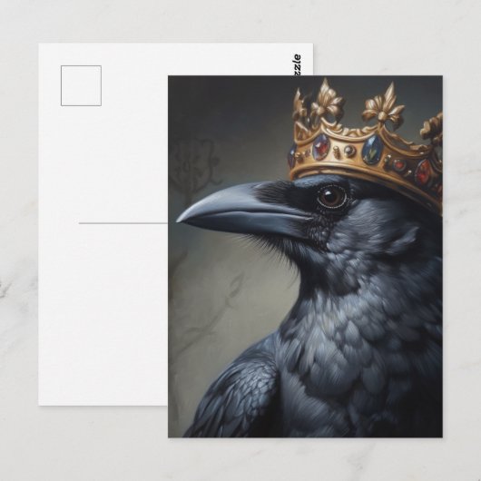 Raven in een kroon briefkaart (Voorkant / Achterkant)