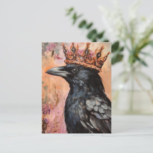 Raven in een kroon briefkaart (Staand voorkant)