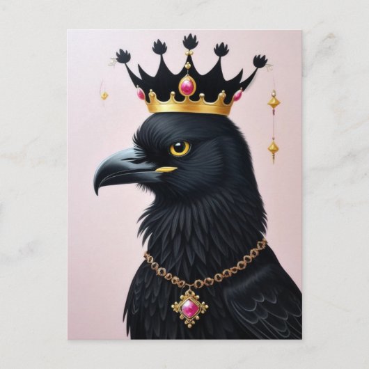 Raven in een kroonkroon Briefkaart (Voorkant)